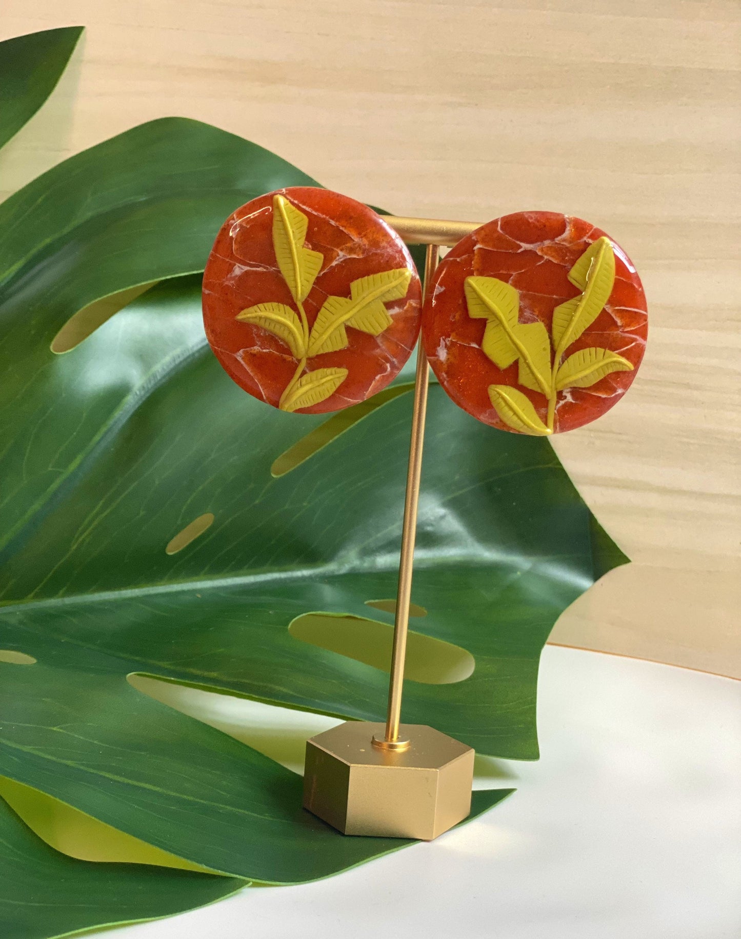 Botanist Stud Polymer Clay Earring |Trendy Earring | Statement Earring| Lightweight