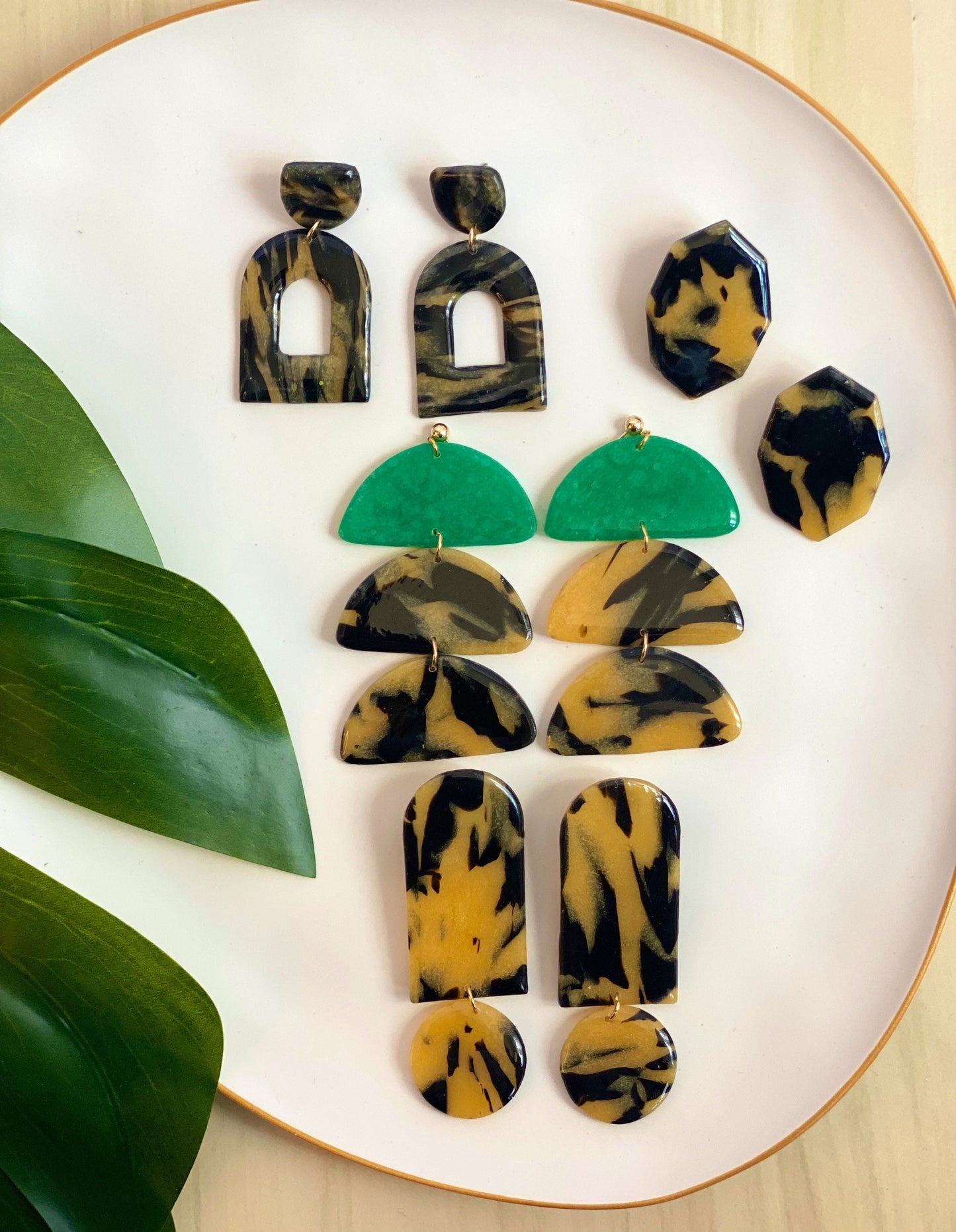 Kay Faux Tortoise Polymer Clay Earring |Trendy Earring | Statement Earring| Lightweight