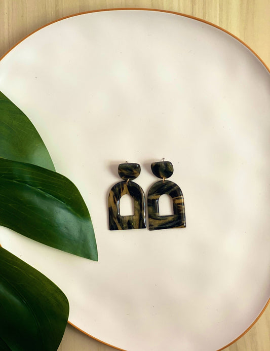 Faux Tortoise Arch Polymer Clay Earring |Trendy Earring | Statement Earring| Lightweight