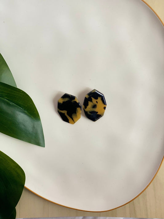 Faux Tortoise Stud Polymer Clay Earring |Trendy Earring | Statement Earring| Lightweight