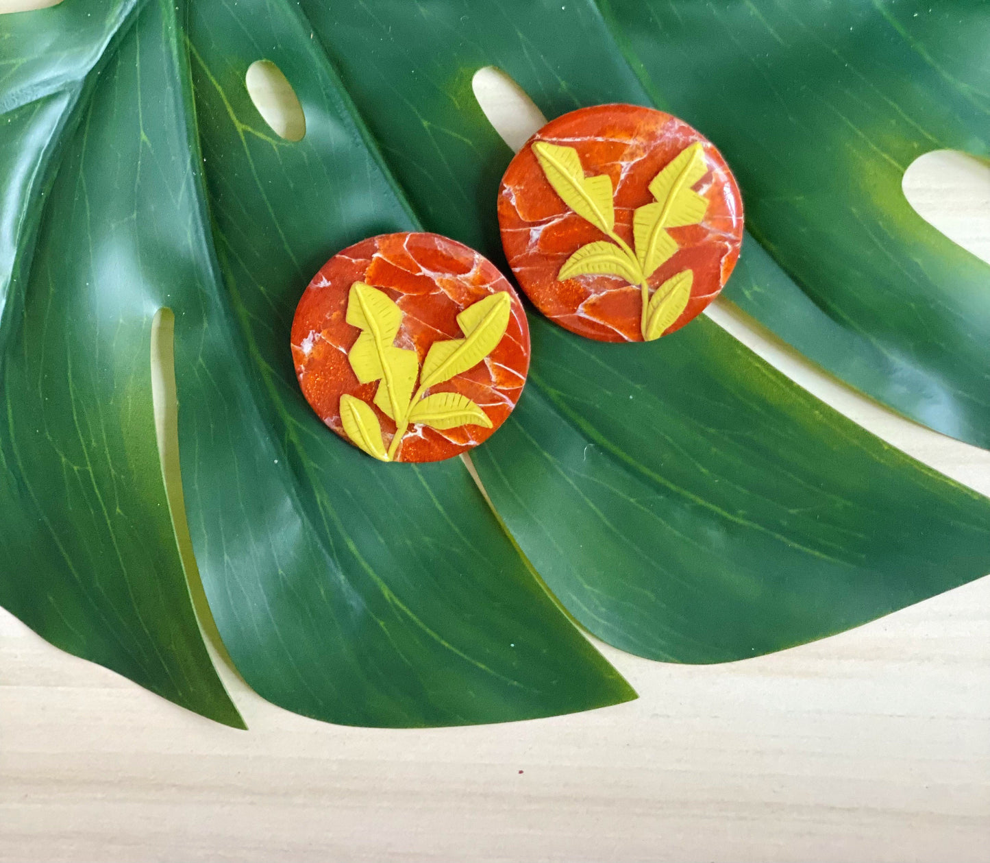 Botanist Stud Polymer Clay Earring |Trendy Earring | Statement Earring| Lightweight