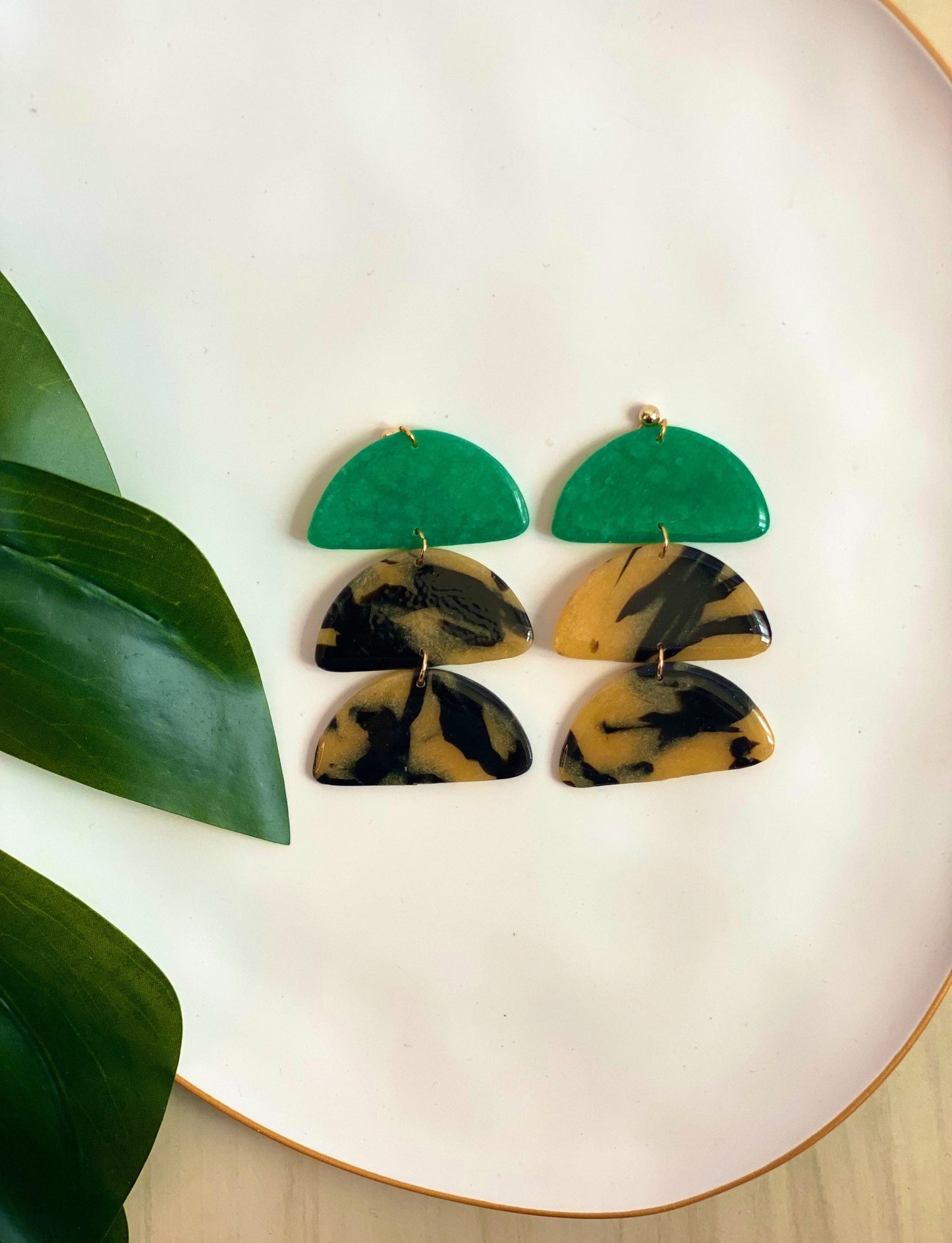 Kay Faux Tortoise Polymer Clay Earring |Trendy Earring | Statement Earring| Lightweight